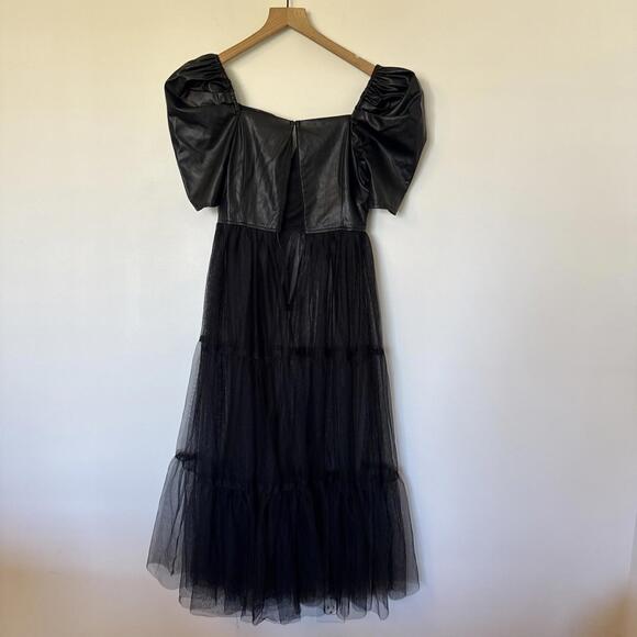 WEDNESDAY Addams ADULT Black Midi Dress Tulle Halloween Gothic Size S See Note - Picture 3 of 9